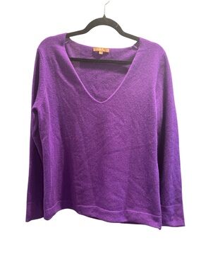 Kier + J Purple Cashmere scoop neck Sweater Size Large